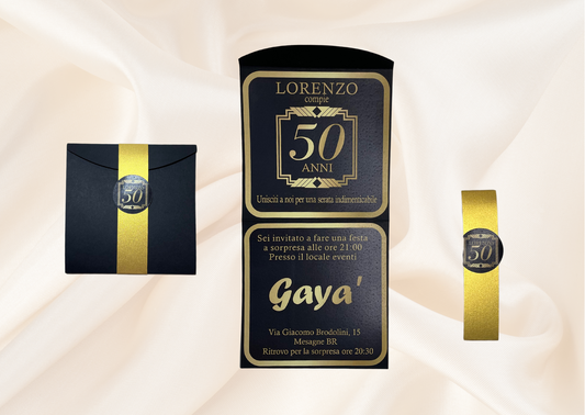 Invito festa compleanno modello Gold  Confezione 12 Pz